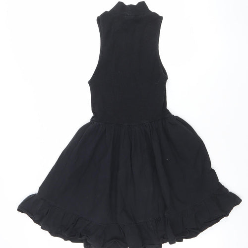 ZARA Women’s Black Sleeveless A-Line Ruffle Short Dress Size S