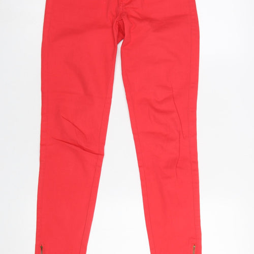Vila Womens Red Slim Ankle Zip Jeans Size S