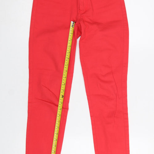 Vila Womens Red Slim Ankle Zip Jeans Size S