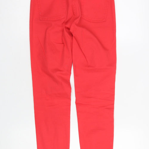 Vila Womens Red Slim Ankle Zip Jeans Size S