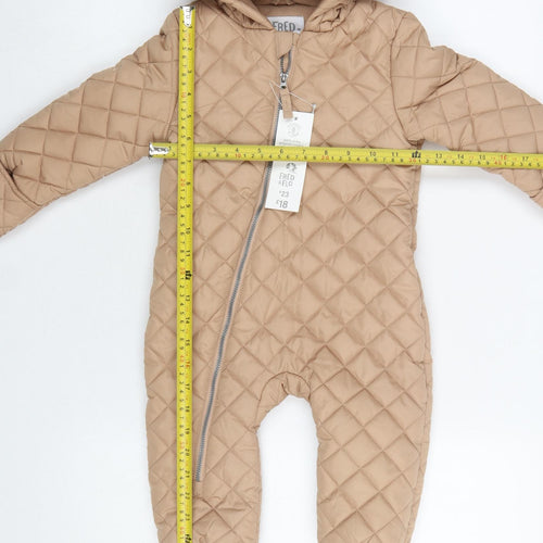Fred & Flo Beige Quilted Hooded Snowsuit 12-18 Months Unisex Baby Winter