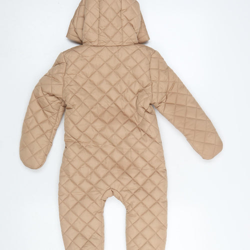Fred & Flo Beige Quilted Hooded Snowsuit 12-18 Months Unisex Baby Winter