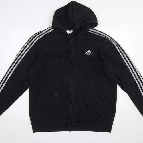 Adidas Womens Black XL Full Zip Hoodie Sweatshirt with Logo