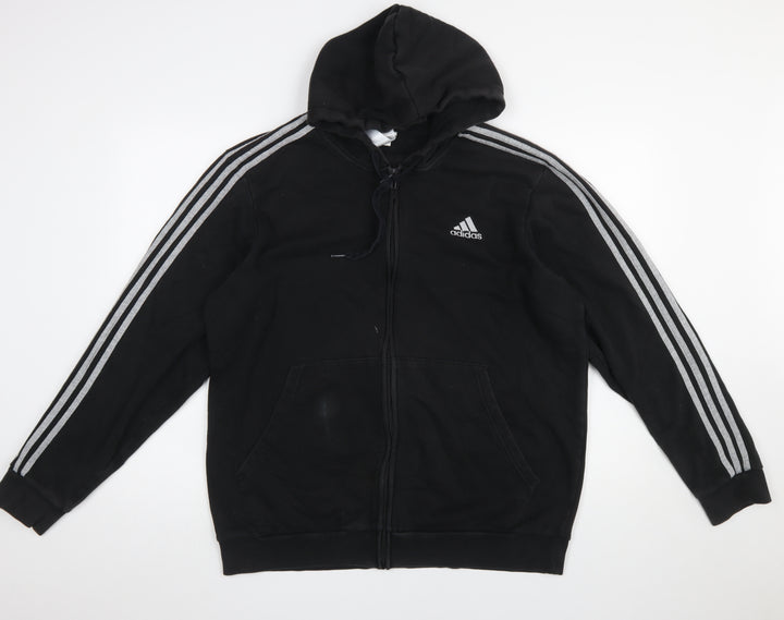 Adidas Womens Black XL Full Zip Hoodie Sweatshirt with Logo