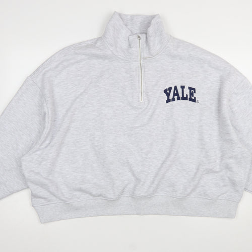 Primark Yale University Grey 1/4 Zip Sweatshirt Women 2XL