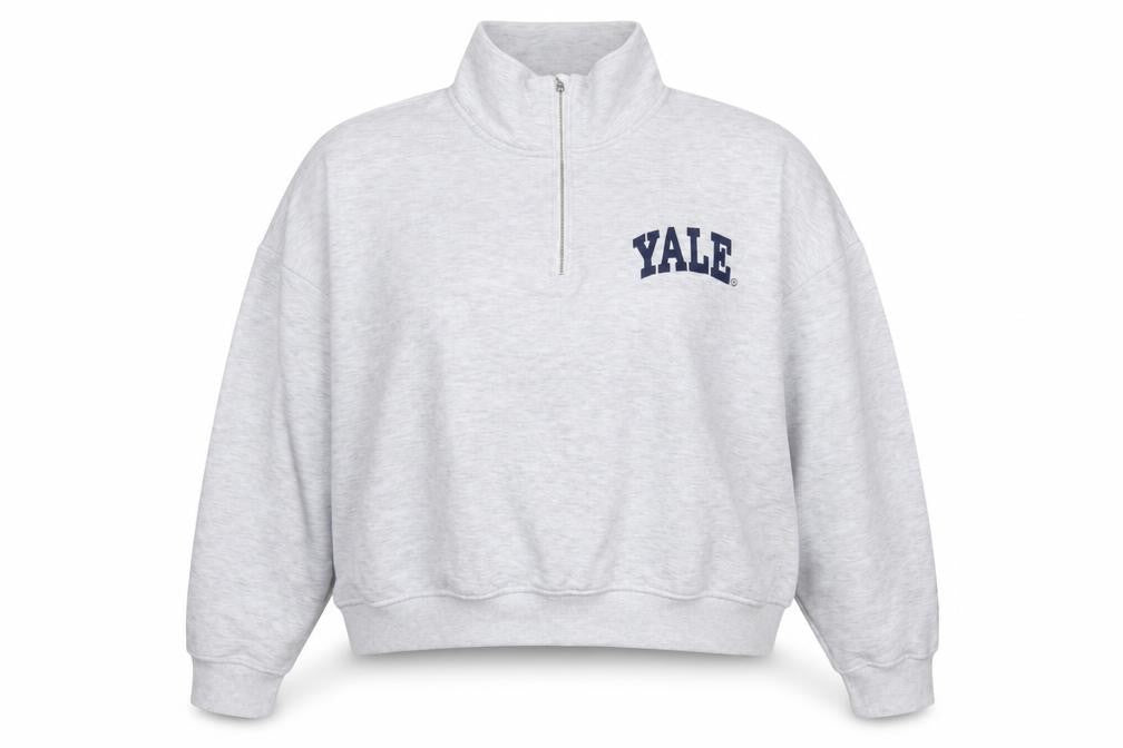 Front view of Primark Yale University Grey 1/4 Zip Sweatshirt Women 2XL