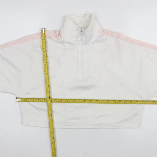 Puma Women White Pink 1/2 Zip Sweatshirt XS Tailored Sport Style