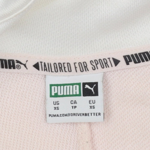 Puma Women White Pink 1/2 Zip Sweatshirt XS Tailored Sport Style