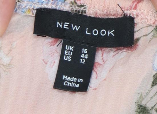 New Look Women Floral Pink Off Shoulder Blouse Size 16 Polyester