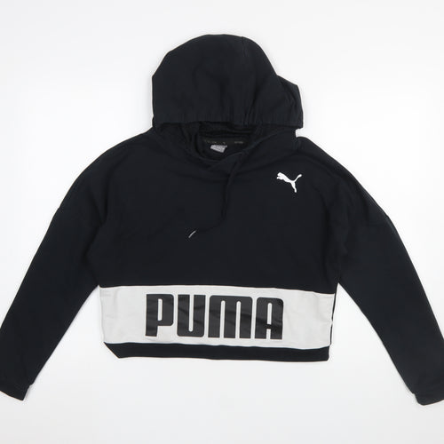 Puma Women's Black Hooded Pullover Crop Sweatshirt XS UK 8