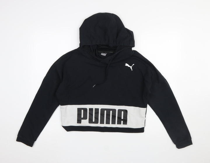 Puma Women's Black Hooded Pullover Crop Sweatshirt XS UK 8