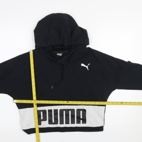 Puma Women's Black Hooded Pullover Crop Sweatshirt XS UK 8