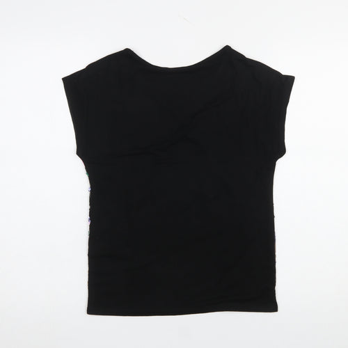 Vero Moda Womens Black Sequin Aztec Short Sleeve Top XS