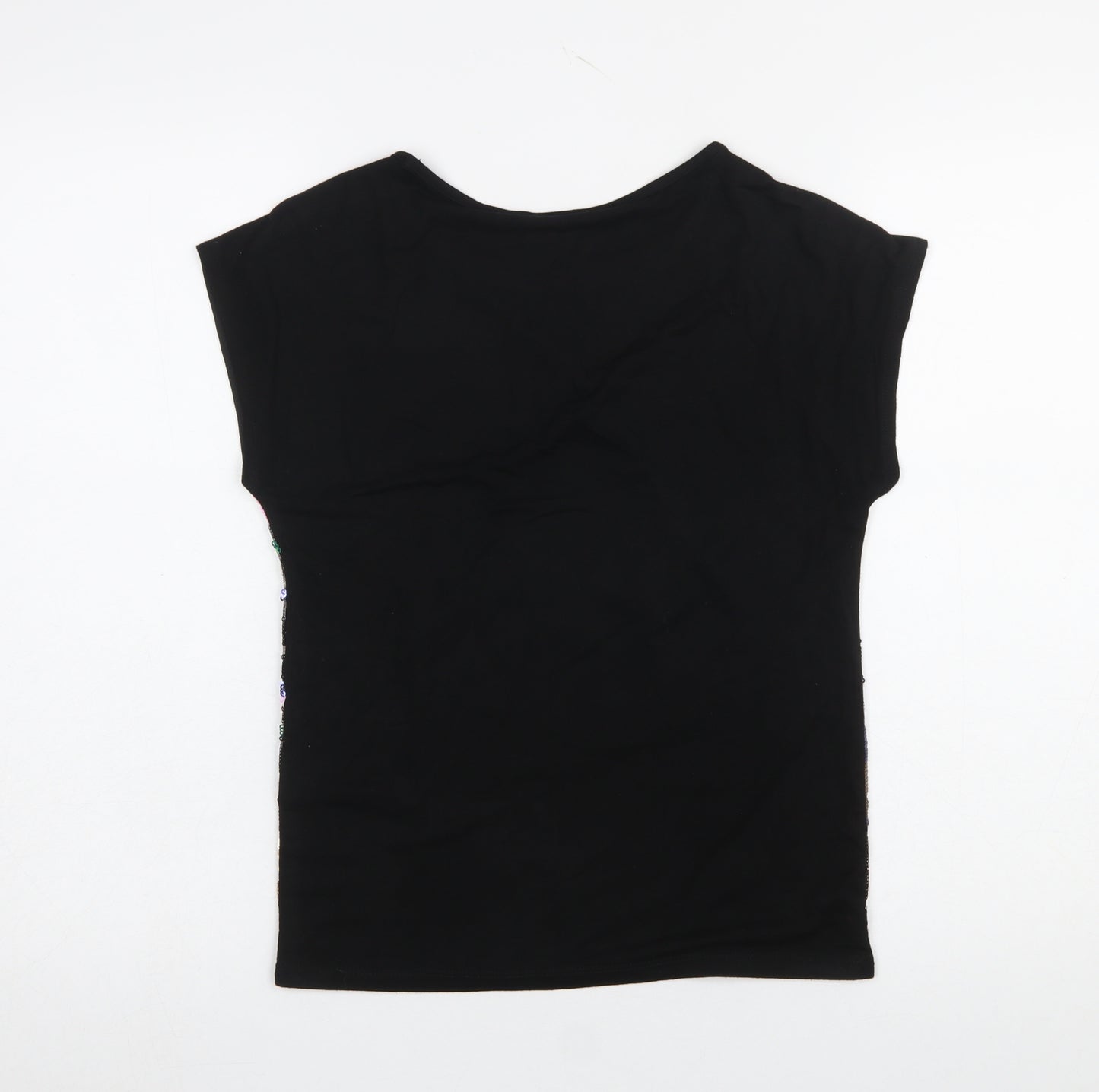 Vero Moda Womens Black Sequin Aztec Short Sleeve Top XS