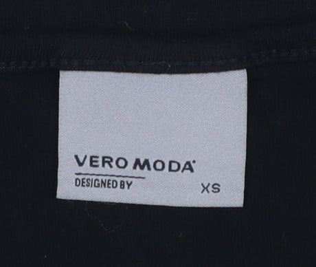 Vero Moda Womens Black Sequin Aztec Short Sleeve Top XS