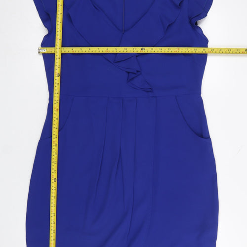 A|wear Women’s Blue Short Sleeve Frill Shift Dress Size 16