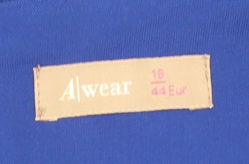 A|wear Women’s Blue Short Sleeve Frill Shift Dress Size 16