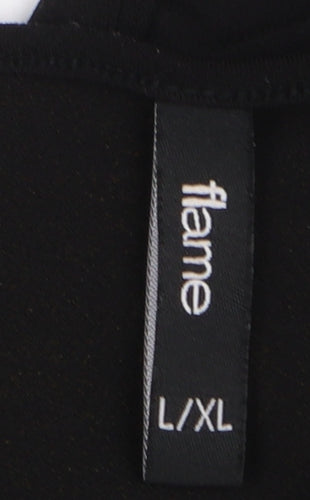 Flame Womens Black Sleeveless Belted Tapered Jumpsuit L
