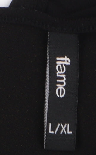 Flame Womens Black Sleeveless Belted Tapered Jumpsuit L