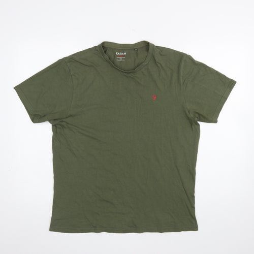 Farah Men's Green Cotton Crew Neck Short Sleeve Lounge T-Shirt Size L