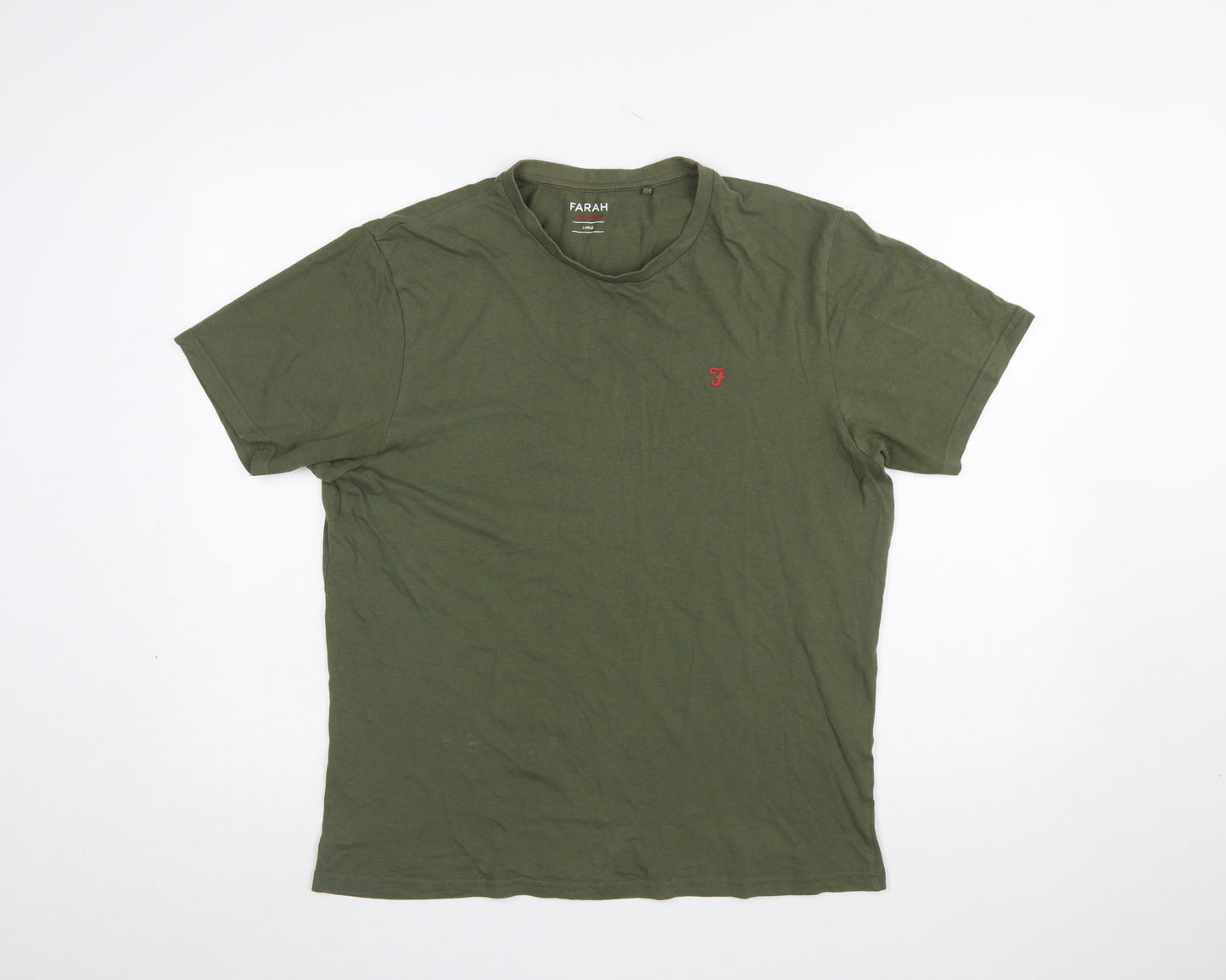 Farah Men's Green Cotton Crew Neck Short Sleeve Lounge T-Shirt Size L