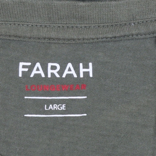 Farah Men's Green Cotton Crew Neck Short Sleeve Lounge T-Shirt Size L