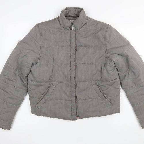 Armani Exchange Women Grey Short Puffer Jacket Size S Quilted Button