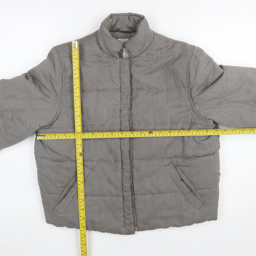 Armani Exchange Women Grey Short Puffer Jacket Size S Quilted Button