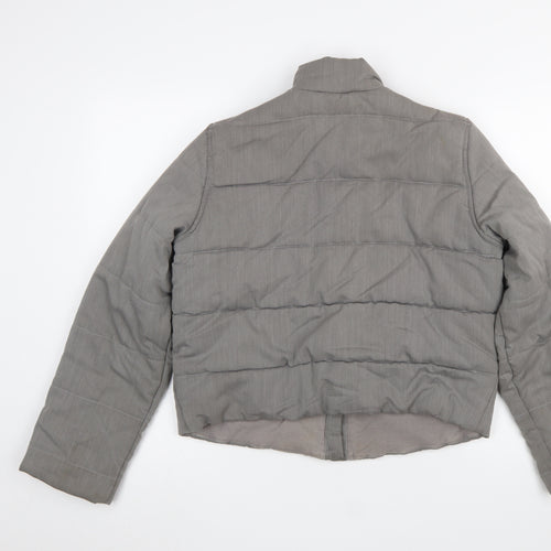 Armani Exchange Women Grey Short Puffer Jacket Size S Quilted Button