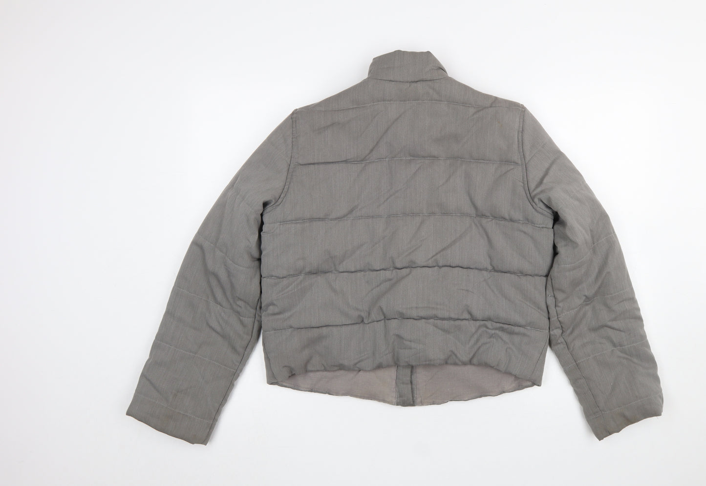 Armani Exchange Women Grey Short Puffer Jacket Size S Quilted Button