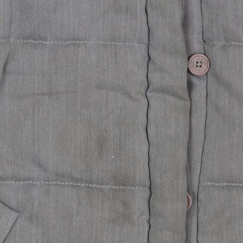 Armani Exchange Women Grey Short Puffer Jacket Size S Quilted Button