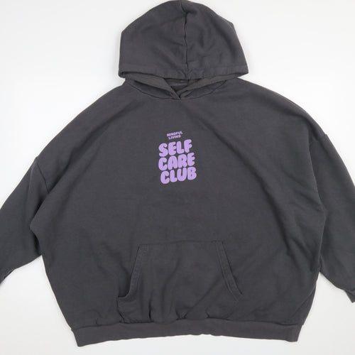 Dunnes Stores Women Charcoal XXL Pullover Hoodie Mindful Living Self Care Club