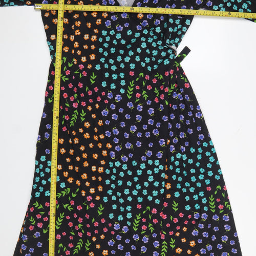 Oasis Womens Multicoloured Floral Wrap Midi Dress Size 14