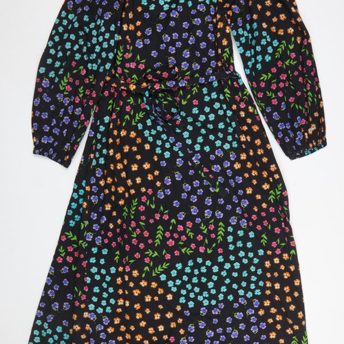 Oasis Womens Multicoloured Floral Wrap Midi Dress Size 14