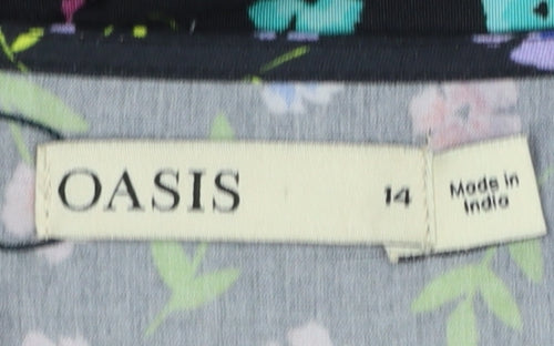 Oasis Womens Multicoloured Floral Wrap Midi Dress Size 14
