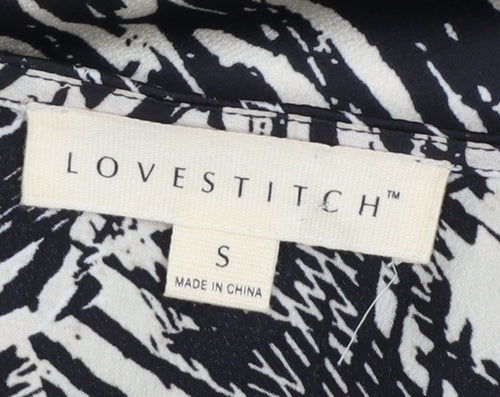 Lovestitch Women's Black Midi Wrap Dress Size S Boho Animal Print