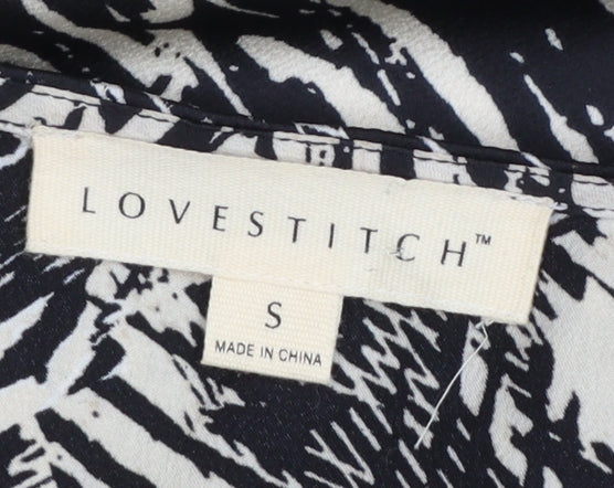 Lovestitch Women's Black Midi Wrap Dress Size S Boho Animal Print