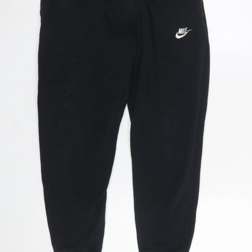 Nike Women's Black Jogger Trousers Size S Fleece Cotton Blend