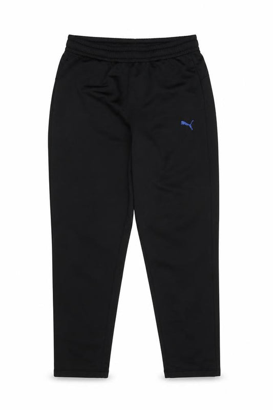 Front view of Puma boys’ black 13-14 years jogger trousers 100% polyester sportswear