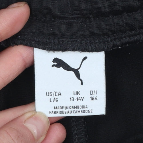 Puma Boys Black 13-14 Years Jogger Trousers 100% Polyester Sportswear