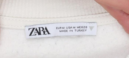 Zara Women Ivory and Black Colourblock Los Angeles 1996 Sweatshirt M