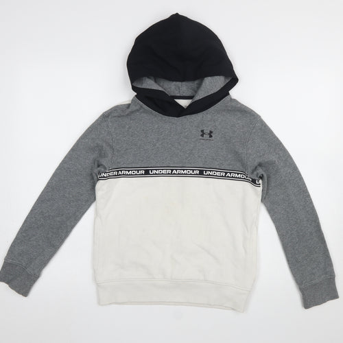 Under Armour Boys Grey Hoodie Medium Colourblock Pullover ColdGear