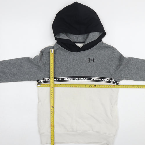 Under Armour Boys Grey Hoodie Medium Colourblock Pullover ColdGear