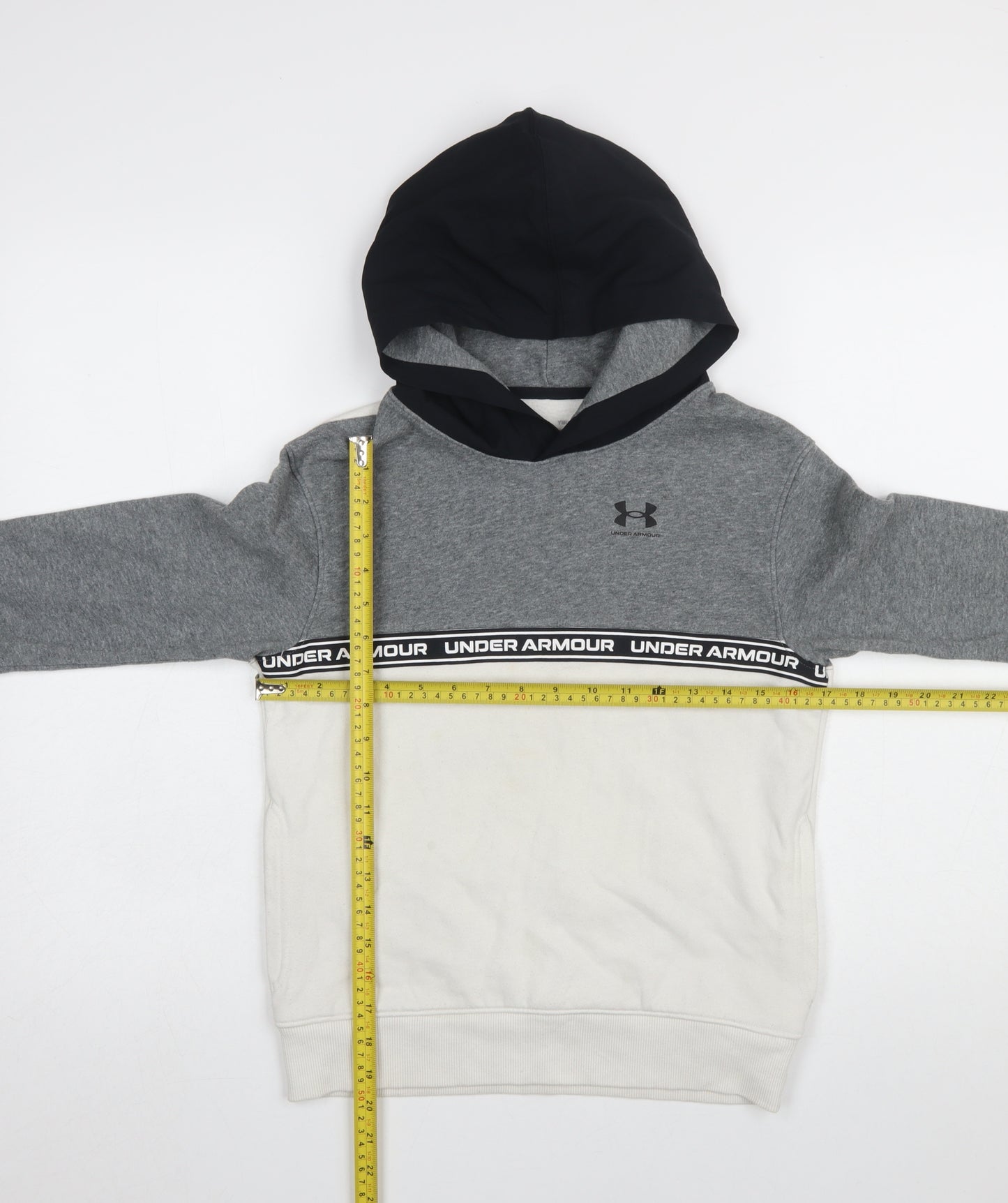 Under Armour Boys Grey Hoodie Medium Colourblock Pullover ColdGear