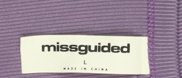 Missguided Women Purple Ribbed Bodysuit Large Sleeveless Scoop Neck