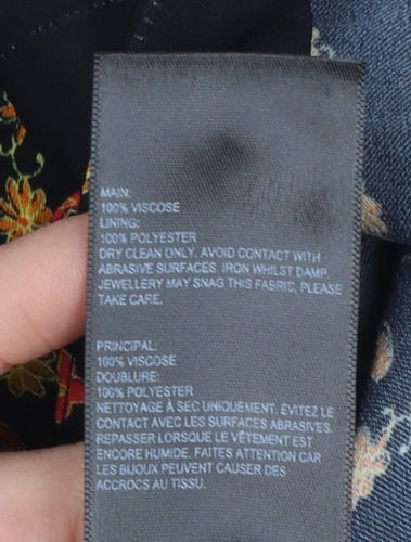 Whistles Womens Black Viscose Midi Skirt Size 10 Embroidered Bohemian Wrap Style