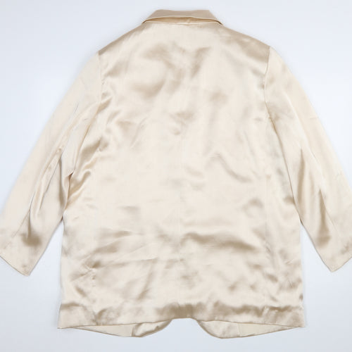 River Island Women Ivory Satin Blazer UK 16 Single Breasted