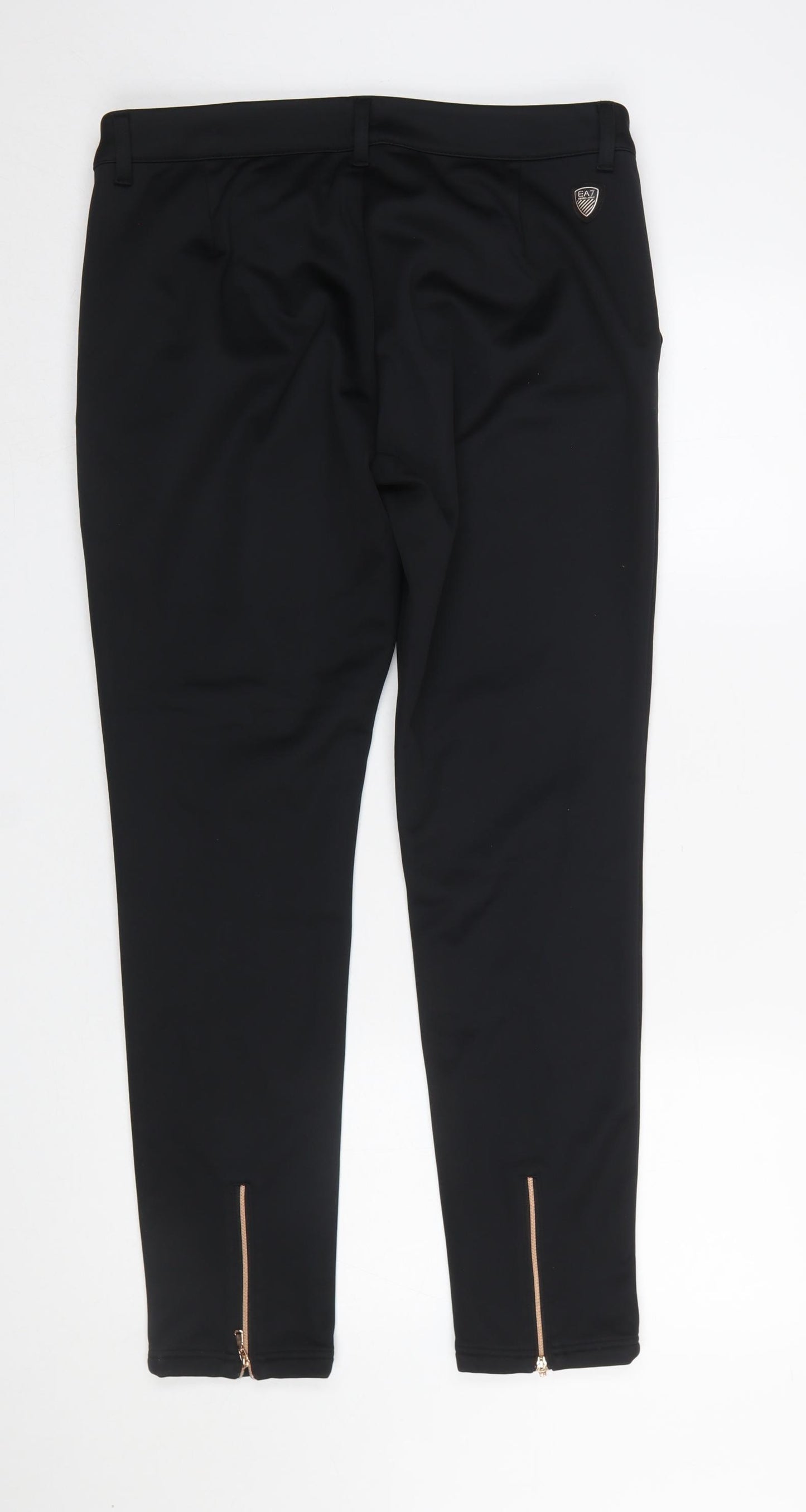 Emporio Armani EA7 Women's Black Slim Fit Zip Ankle Trousers L