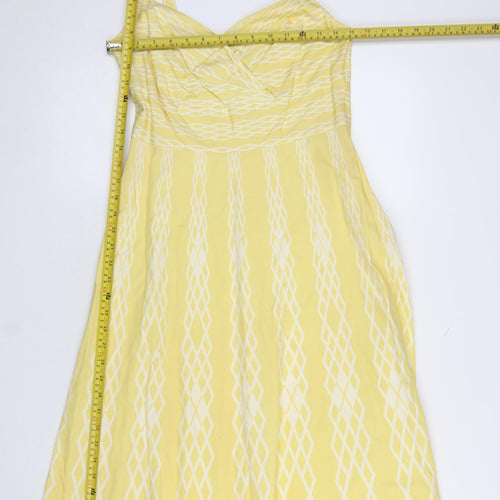 L.K. Bennett Women’s Yellow Geometric Cotton A-Line Dress Size 8