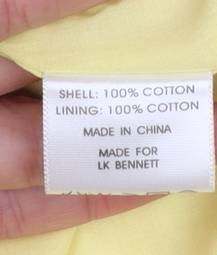 L.K. Bennett Women’s Yellow Geometric Cotton A-Line Dress Size 8
